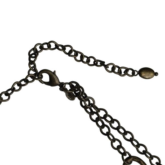 Turquoise Beaded Statement Necklace Antique Brass Chain Women's Adjustable Boho - Picture 7 of 11